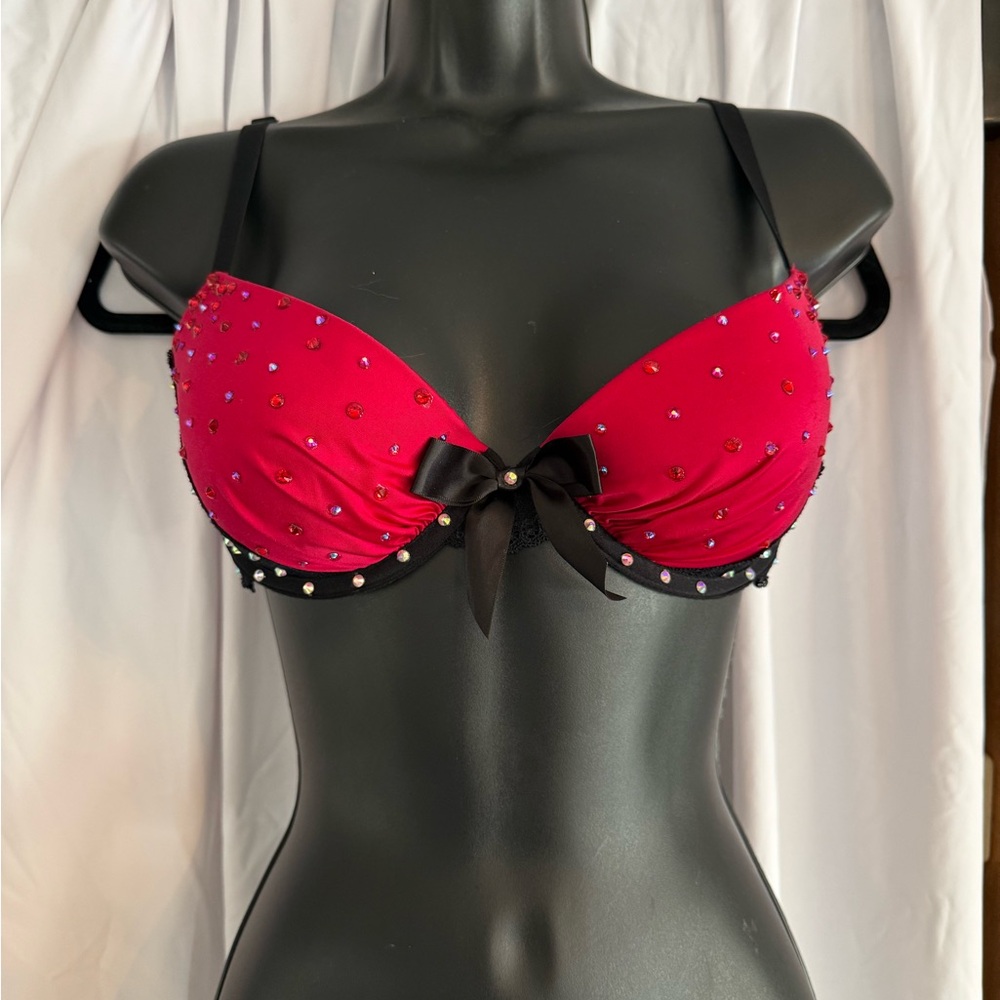 Elegant Red Embellished Bra